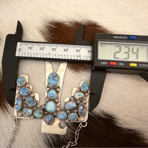 ❤️ Golden Hills Turquoise Thunderbird ADJ Statement Necklace 22.5” Unisex 33Gram - Picture 17 of 17